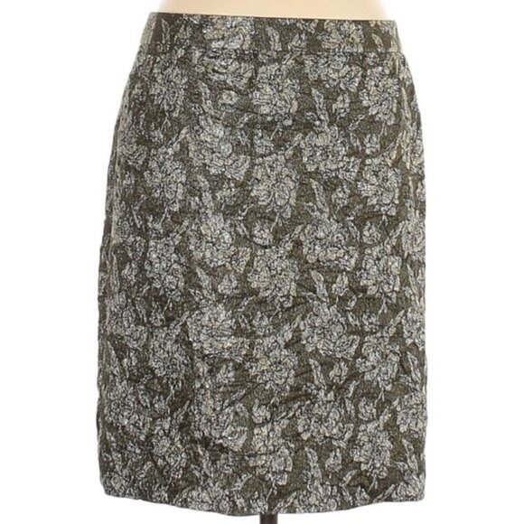 J. Crew Collection | Shimmery Metallic Floral Pencil Skirt Size 8 - Picture 4 of 5